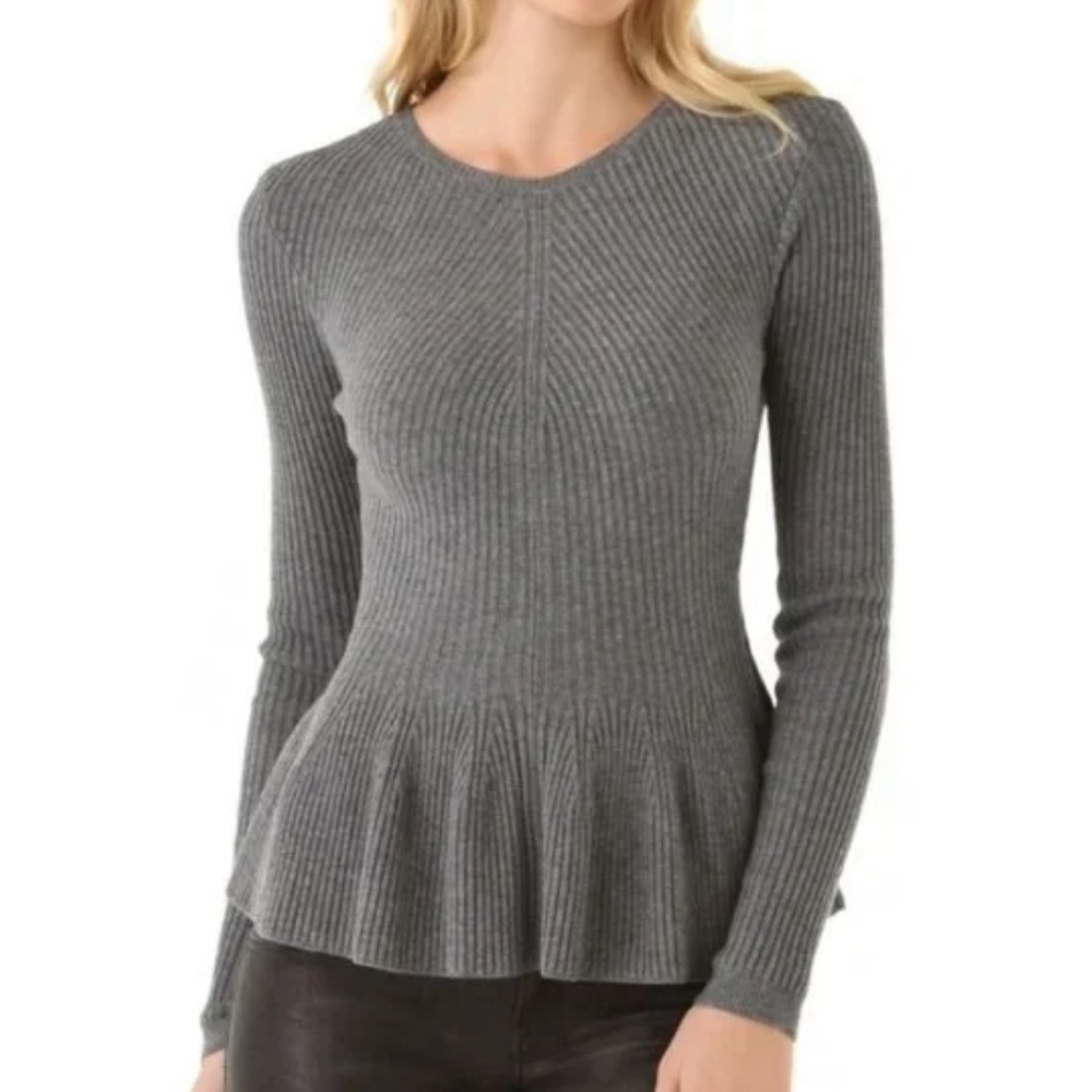 Rebecca Taylor peplum style gray sweater, size small